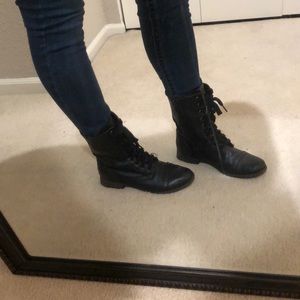 Black lace up combat boot